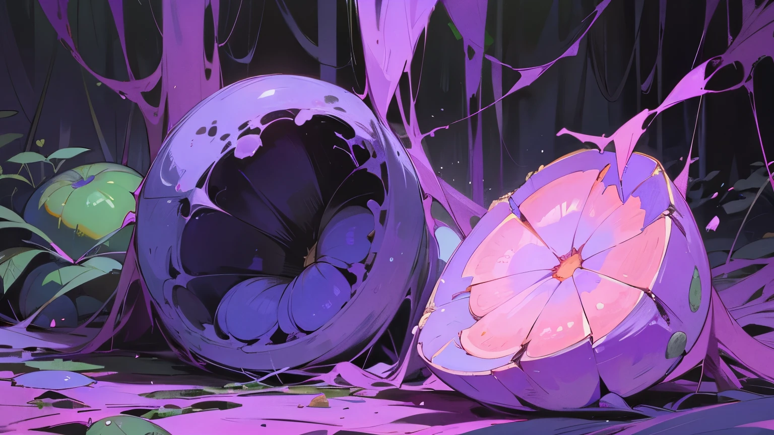 In the forest，Broken purple cantaloupe