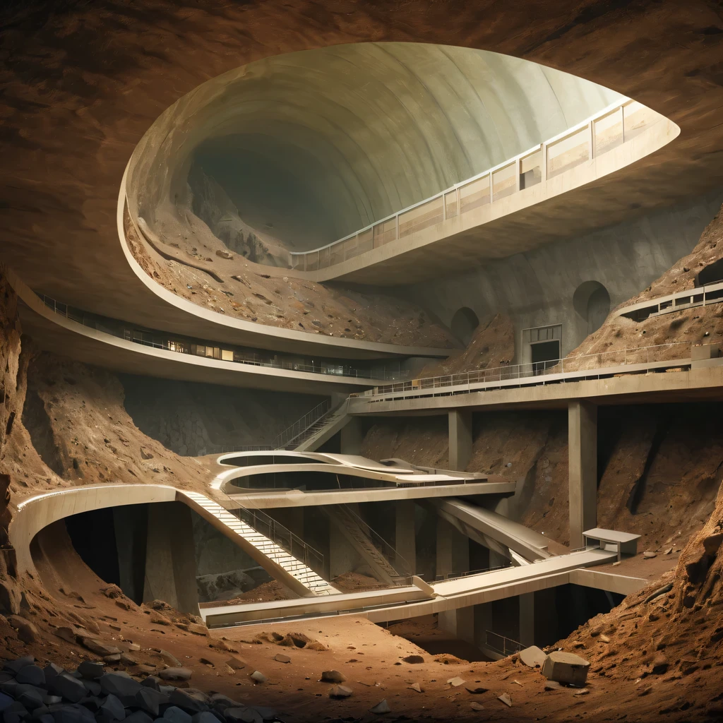 Sectional view of the Underground Science Institute,underground structure