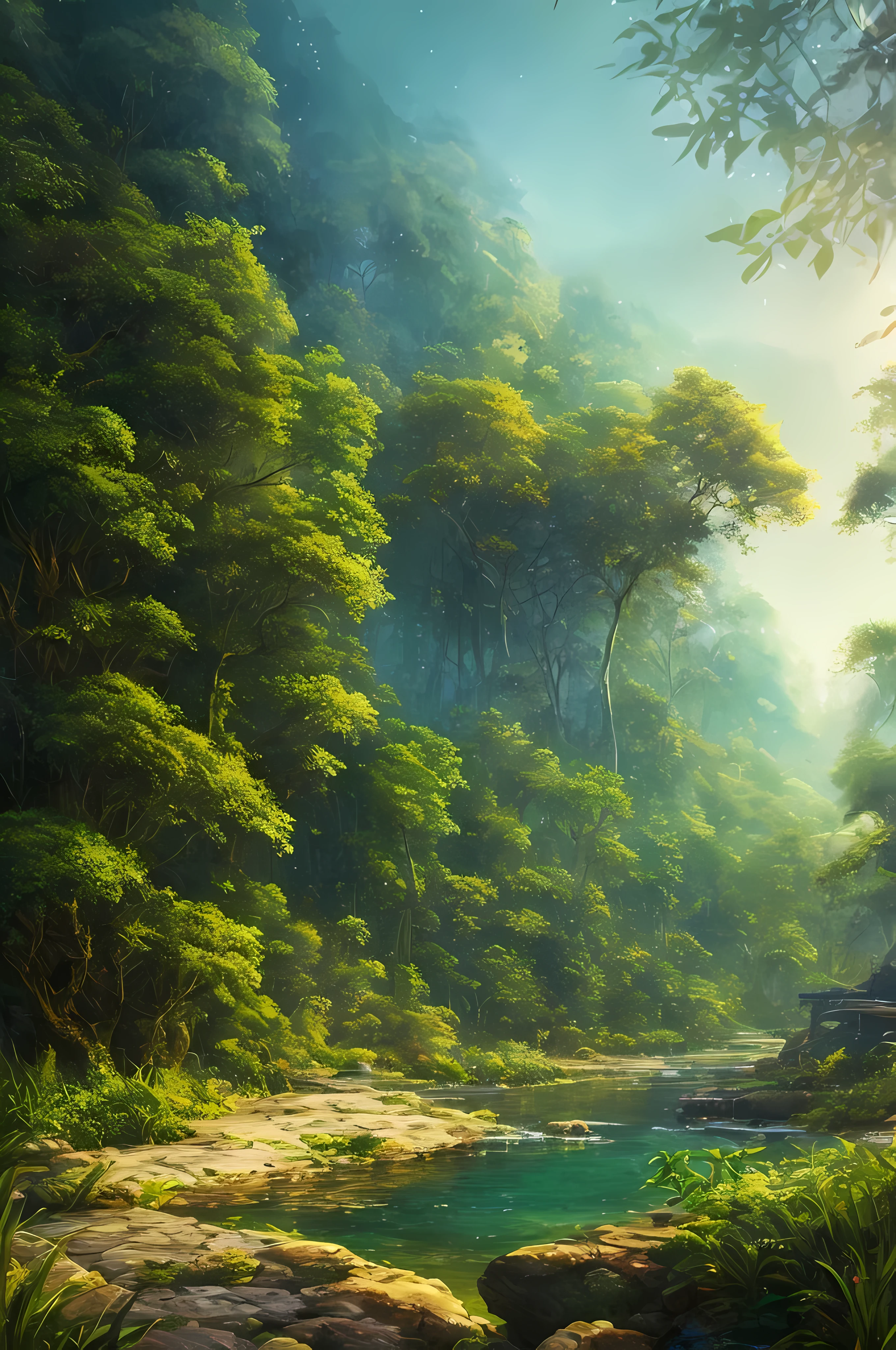 masterpiece, best quality, high quality,extremely detailed CG unity 8k wallpaper, An enchanting and dreamy scene of a jungle at night in the dark, with towering trees, mist, and hidden animal eyes, creating a sense of mystery and warmth, artstation, digital illustration, intricate, trending, contrasting colors, oil painting, award winning photography, Bokeh, Depth of Field, HDR, bloom, Chromatic Aberration ,Photorealistic,extremely detailed, trending on artstation, trending on CGsociety, Intricate, High Detail, dramatic, art by midjourney