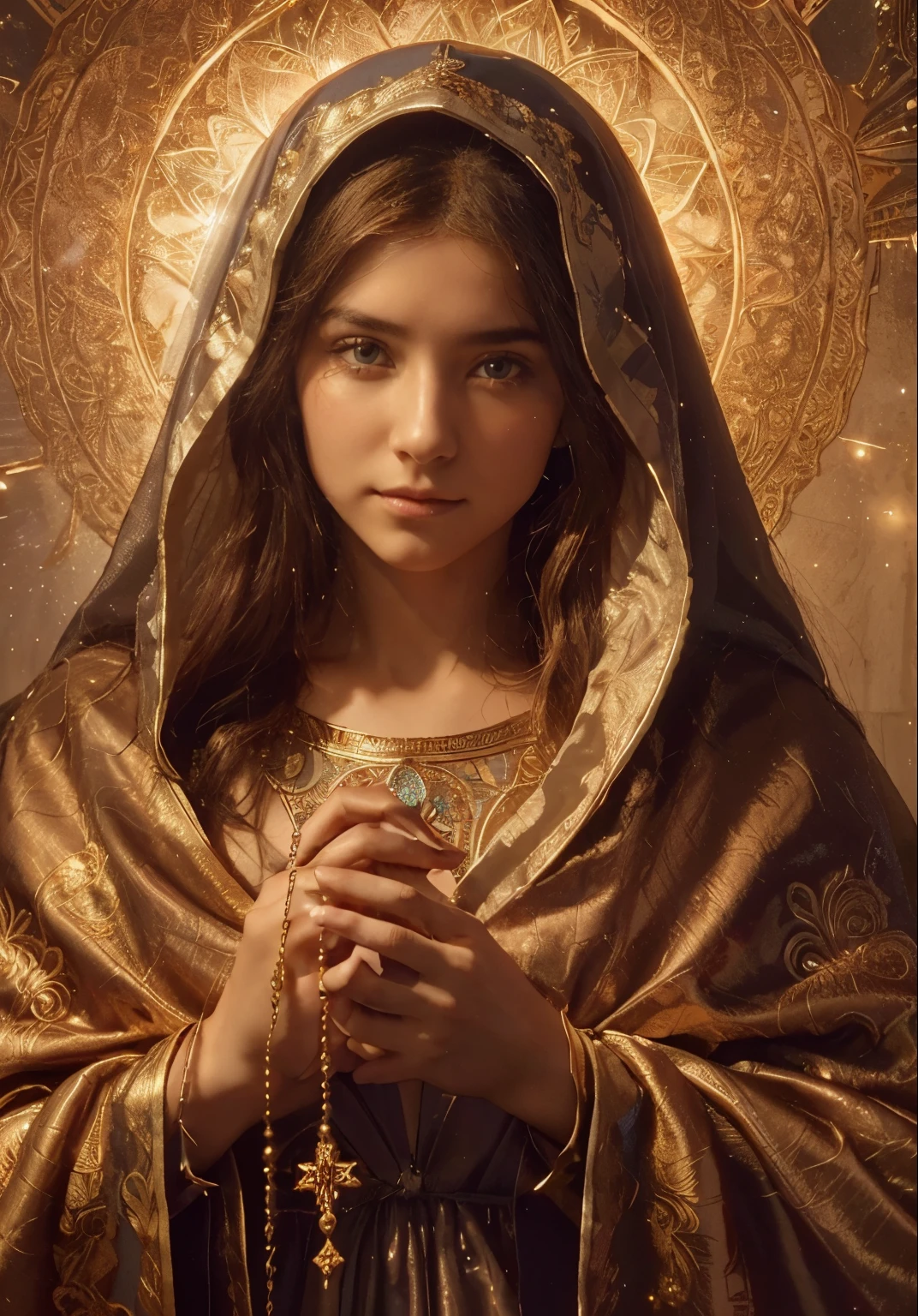 (((Holy virgin mary mystical rose-black. 17 years old. IN CUSTOM METALLIC COLORS mayan blue russian costume))) luminoso, obra maestra, (Mejor calidad: 1.2), (super fine: 1.2), illustration, (extremadamente delicado y hermoso: 1.2), movie angle, flotante, (Hermoso detalle ojo: 1.1), (detalle de luz: 1.1), Movie Lights, Cielo delicado, ojos azules, (cola de caballo alta: 1. 1), capa, Ojeteador, cielo estrellado, (light particles: 1.1) Dibujo, flor. (obra maestra), (Mejor calidad), (fotorrealista:1.3), 8k, textura de piel detallada, Textura de tela detallada, hermoso rostro detallado, detalles intrincados, ultra detallado (Cuerpo completo:1.2)
Traducido con DeepL.con (Free version)