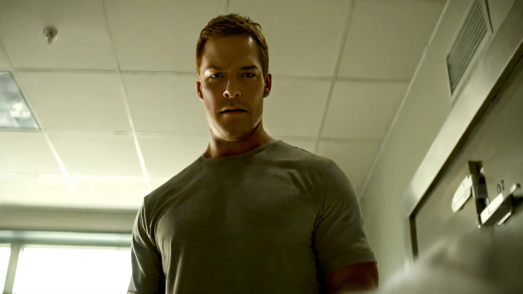 Chris Pratt, Shirtless, Bound with rope, gagged with tape over mouth, super detailed, best quality.