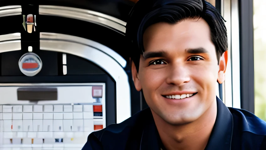a mechanic, wins 50 million dollars from a lottery ticket, he Caucasian with black hair happy he won the lottery