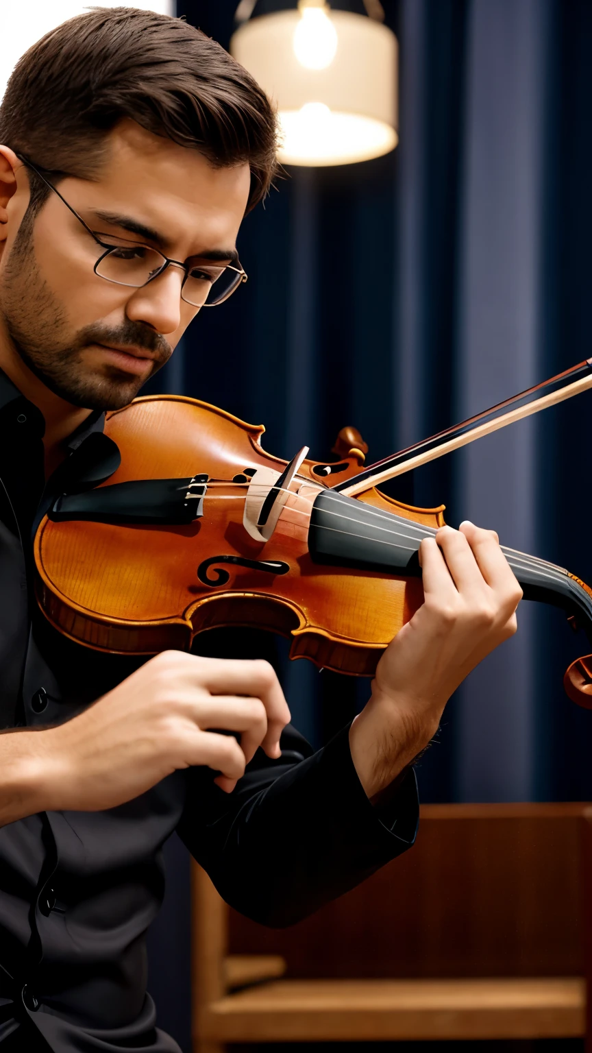 a man is playing the violin