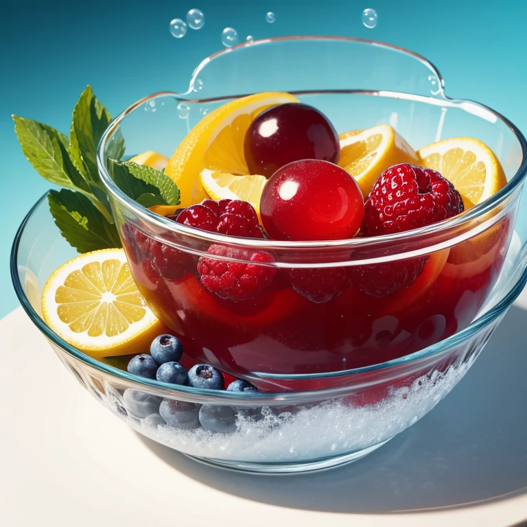 bubbles, jelly, fruits, fresh, bowl, (HD), logo
