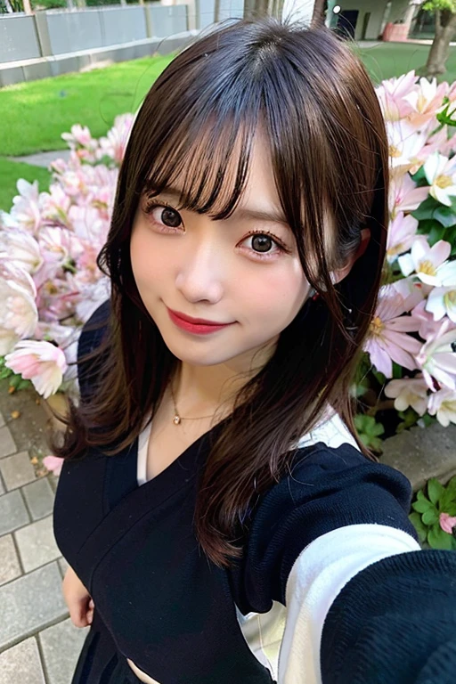 (top-quality、8K、32K、masuter piece、nffsw:1.2)、profile、(slim figure:1.2)、(s lips) 、18year old、kawaii pose、校服、Colossal tits、二重まぶた、shinny skin、Realistic rays、mare、beauitful face、(A smile:1.3)、crouching down、(From above:1.2)、(a closeup:1.4)、blurry backround、(Front Focus)、(Dark: 1.6)、Fantasy Art、photoRealstic、Professional Lighting、extra detailed face、Award-winning、deep-shadows、A path lined with flourishing cherry blossom trees