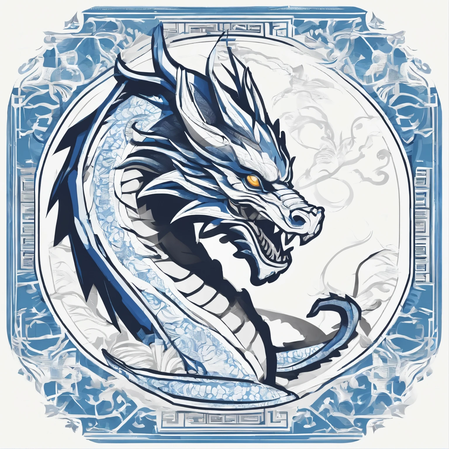 Blue-eyed white dragon(Yu-Gi-Oh),simply white background,detailed linework,intricate details,masterpiece