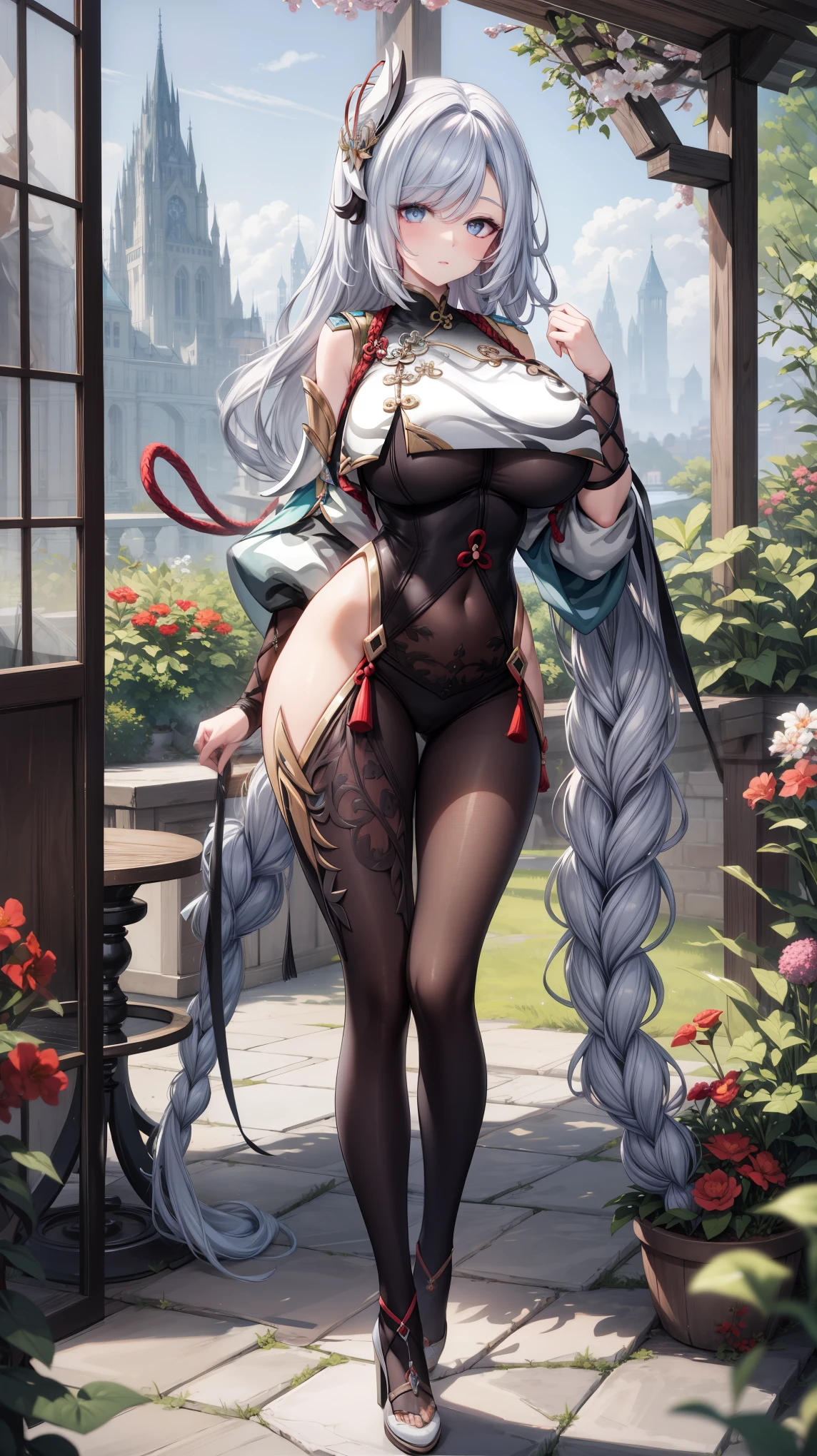 ShenheV4, (Beautiful,Huge_Breasts:1.3),
BREAK
, Standing in the garden, full body, full figure, 
BREAK
, Garden,
BREAK
, ShenheV4,
BREAK
, official art, extremely detailed CG unity 8k wallpaper, perfect lighting, Colorful, (best_quality:1.0), ultra high res,4K, ultra-detailed, 8K, HDR, high resolution,  absurdres:1.2, film grain, blurry background, (vibrant_color:1.2), (beautiful_face:1.5), (narrow waist),