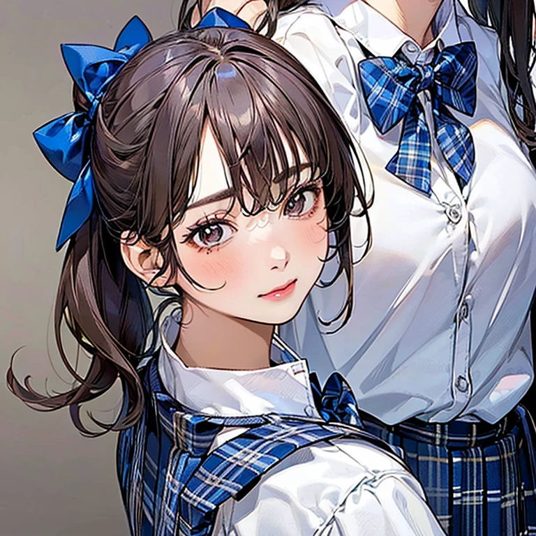 (masterpiece:1.2, highest quality), (realistic, realistic:1.4), beautifulイラスト, (nape:1.6)), (shoot from behind:1.6), (face close-up:1.6)
1 girl, Japanese, High School girl, (Straight ponytail), big breasts:0.8,
beautiful黒髪, beautiful顔, beautiful fine brown eyes, beautiful鎖骨, beautiful体, beautiful , beautiful thigh, beautiful feet, beautiful指,
(beautiful景色), , School,
((collared shirt, white shirt, School uniform, cardigan, Grey checked pleated skirt, Blue plaid bow tie)), white panties,
Are standing,
smile, ,
