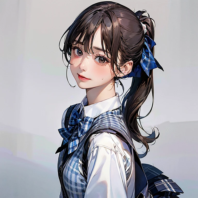 (masterpiece:1.2, highest quality), (realistic, realistic:1.4), beautifulイラスト, (nape:1.6)), (shoot from behind:1.6), (face close-up:1.6)
1 girl, Japanese, High School girl, (Straight ponytail), big breasts:0.8,
beautiful黒髪, beautiful顔, beautiful fine brown eyes, beautiful鎖骨, beautiful体, beautiful , beautiful thigh, beautiful feet, beautiful指,
(beautiful景色), , School,
((collared shirt, white shirt, School uniform, cardigan, Grey checked pleated skirt, Blue plaid bow tie)), white panties,
Are standing,
((laugh))
