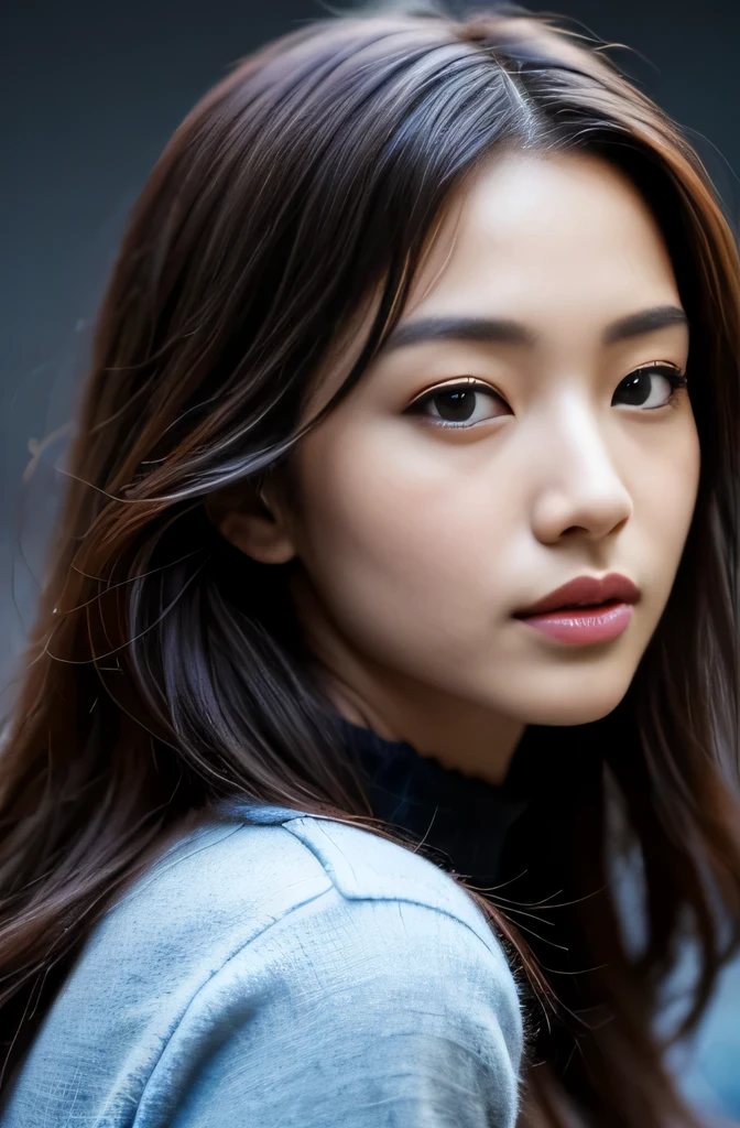 (masterpiece, best quality:1.2), RAW photo, (realistic, photorealistic:1.2), (8K, highres, ultra detailed:1.3), 1girl, perfect anatomy, (focus on face, looking at viewer), (28 years old Korean beauty, K-pop idol), (realistic detailed eyebrows, realistic beautiful brown eyes, realistic glossy skin, realistic detailed beautiful handsome face:1.2), (slender, small breasts), (realistic cinematic lighting, detailed shadowing:1.2)
