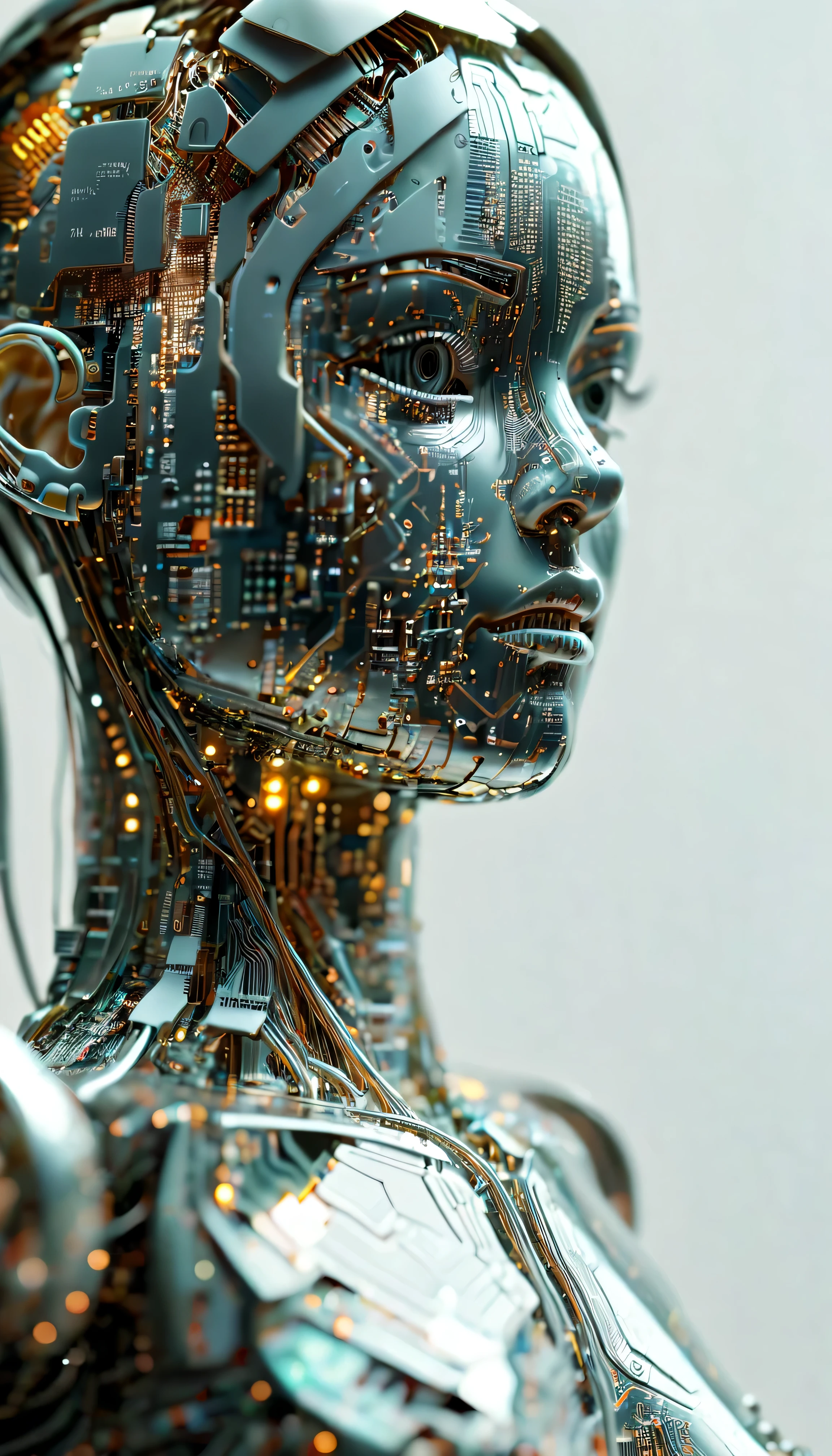 A transparent hand made out of circuitboard, looking forward, front view, looks beautiful and aesthetic, an android robot feeding them, soothing, real picture,