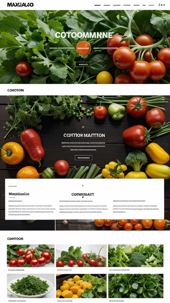 (maximum quality),(detalhado),(minimalismo),(colorido), landing page with contact section and talk about the company, a company that sells vegetables