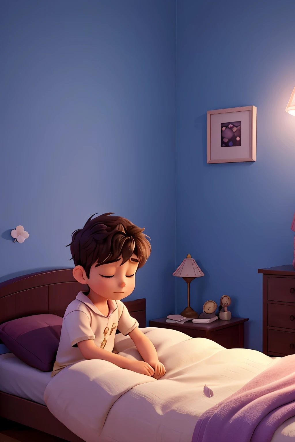 a realistic photo of a children looking at its shadow on the wall, Imaginary Friend