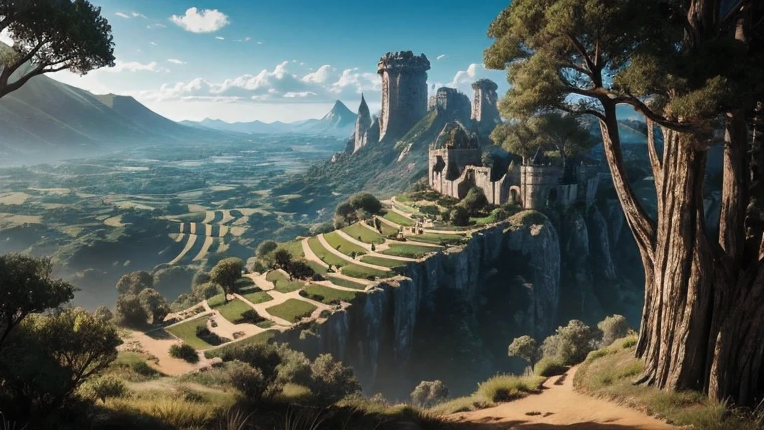 Fondo para videojuego medieval con caminos de tierra que se cruzan entre la hierba vistos desde arriba como si fuera un plano