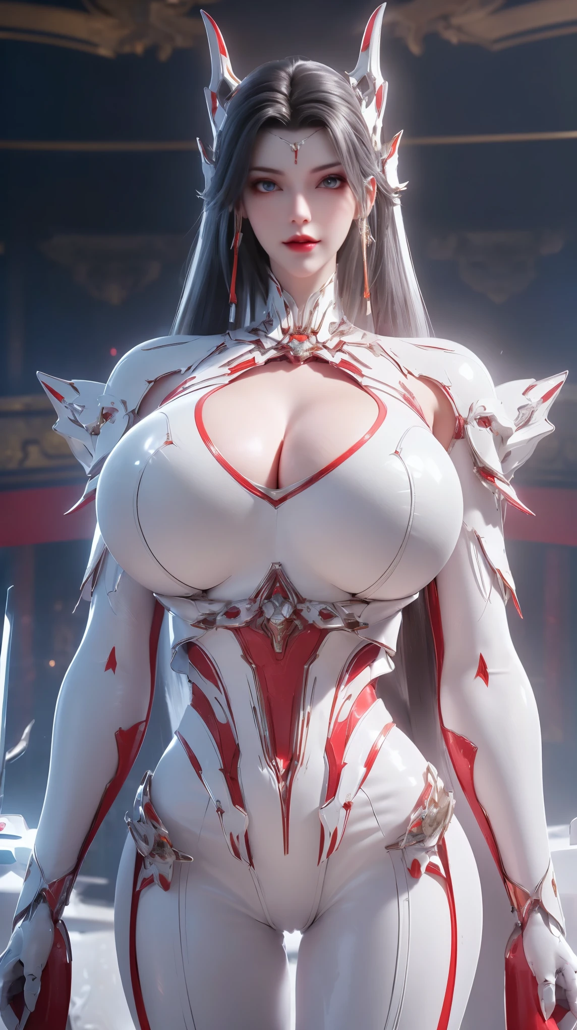 PORTRAIT,UPPER BODY,CLOSE UP HALF BODY,SOLO,(BEAUTY WHITE HAIRSTYLE,MECHA PHOENIX HELMET), (GIGANTIC DW FAKE BREASTS,CLEAVAGE,MUSCLE ABS:1.5), ((WEAR RED,WHITE SHINY MODERN FUTURISTIC MECHA SKINTIGHT CROP TOP:1.5)),(MUSCULAR BODY MATURE WOMAN:1.5), (SWEATY GLOSSY BODY:1.5), (LOOKING AT VIEWER:1.3),(HALLROOM OF FUTURISTIC SPACE STATION:1), (PHOTOREALSITIC:1.4), (ULTRA-DETAILLIERT), (TOP-QUALITY), (BEST SHADOWS), (MASTERPIECE), BRIGHT LIGHT IN ROOM, HYPER TEXTURE, (4X MSAA), ((UNREAL ENGINE 5 RENDER)), PHYSICALLY-BASED RENDERING, ULTRA HIGHT DEFINITION, 16K, 1080P.