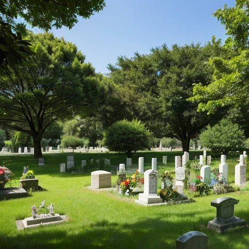A cemetery rich in nature on a vast site overseas like the one shown in the photo