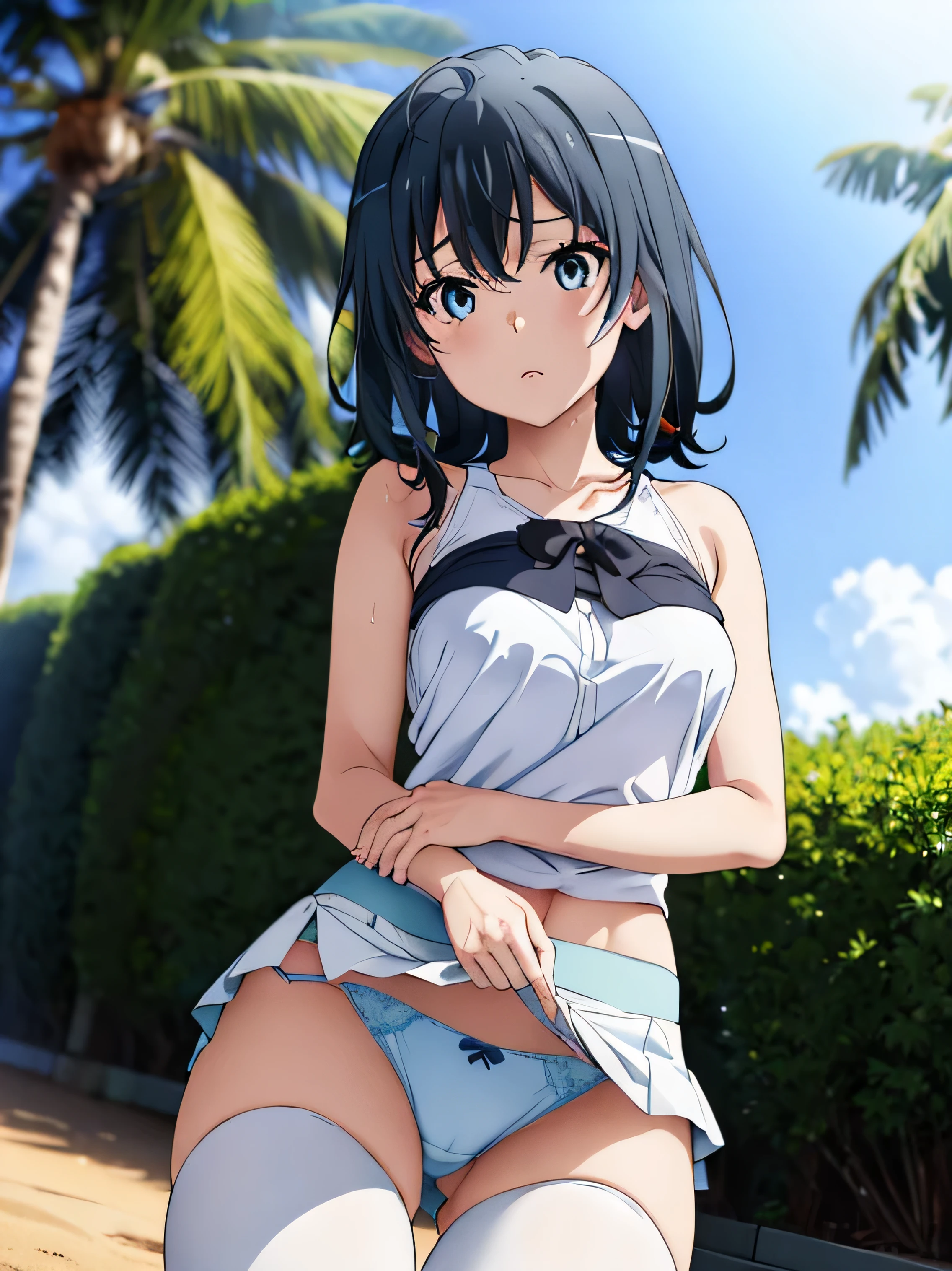 anime girl in bikini standing on a beach with palm trees, wallpaper anime blue water, 4 k manga wallpaper, anime moe artstyle, anime! 4k, anime! 4 k, seductive anime girl, 4k anime wallpaper, ultra hd anime wallpaper, realistic bikini, marin kitagawa fanart, [ 4 k digital art ]!!, ecchi anime style, anime girl sitting on bed with arms crossed, an anime drawing by Jin Homura, pixiv, shin hanga, anime moe artstyle, cute anime girl, marin kitagawa fanart, small curvy , nagatoro, anime best girl, anime visual of a cute girl, young anime girl, an anime girl, pretty anime girl, anime girl, ighly detailed、​masterpiece、top-quality、Ultra-high decomposition energy A、8K High Resolution、Photogenic clarity、A detailed eye、Gradation、perfect anatomy body proportions ,hard disk、nffsw (English) ,Nikon Z9 80mm Lens , masutepiece、Model Standing、Light blue panties made of lace material、White tight t-shirt、The dress is made of white lace material(((Show me all my panties)))、(((The skirt is definitely worn)))、(((Lift skirt hem)))、panties focus、too bright natural light、Sunshine、Detailed lace panty pattern、Ordinary panties、(((while standing, Lift your skirt to show your panties to the camera)))、(((Beautiful alignment and snow-white teeth)))、(((Lift the skirt bigger and、 bigger,、Show your panties to the camera)))、Ultra Slim Body, Big breasts、Body type of slender model、Beautiful posture, In the subway、extremely highly detailed、​masterpiece、Top  Quality、超High Resolution A、8K high-definition、Photogenic clarity、A detailed eye、gradation、perfect anatomy body proportions ,hard disk、NFFSW (english) (english) (english) (english) , nikon z9 80mm lens , masutepiece、Model Standing、Light blue panties made of lace material、White tight t-shirt、The dress is made of white lace material(((Show me all the leggings)))、(((The skirt is definitely worn)))、(((Lift skirt hem)))、Leggings Focus、Natural light that is too bright、sunshine、(((While standing, Lift the skirt and show the panties to the camera)))、(((Beau