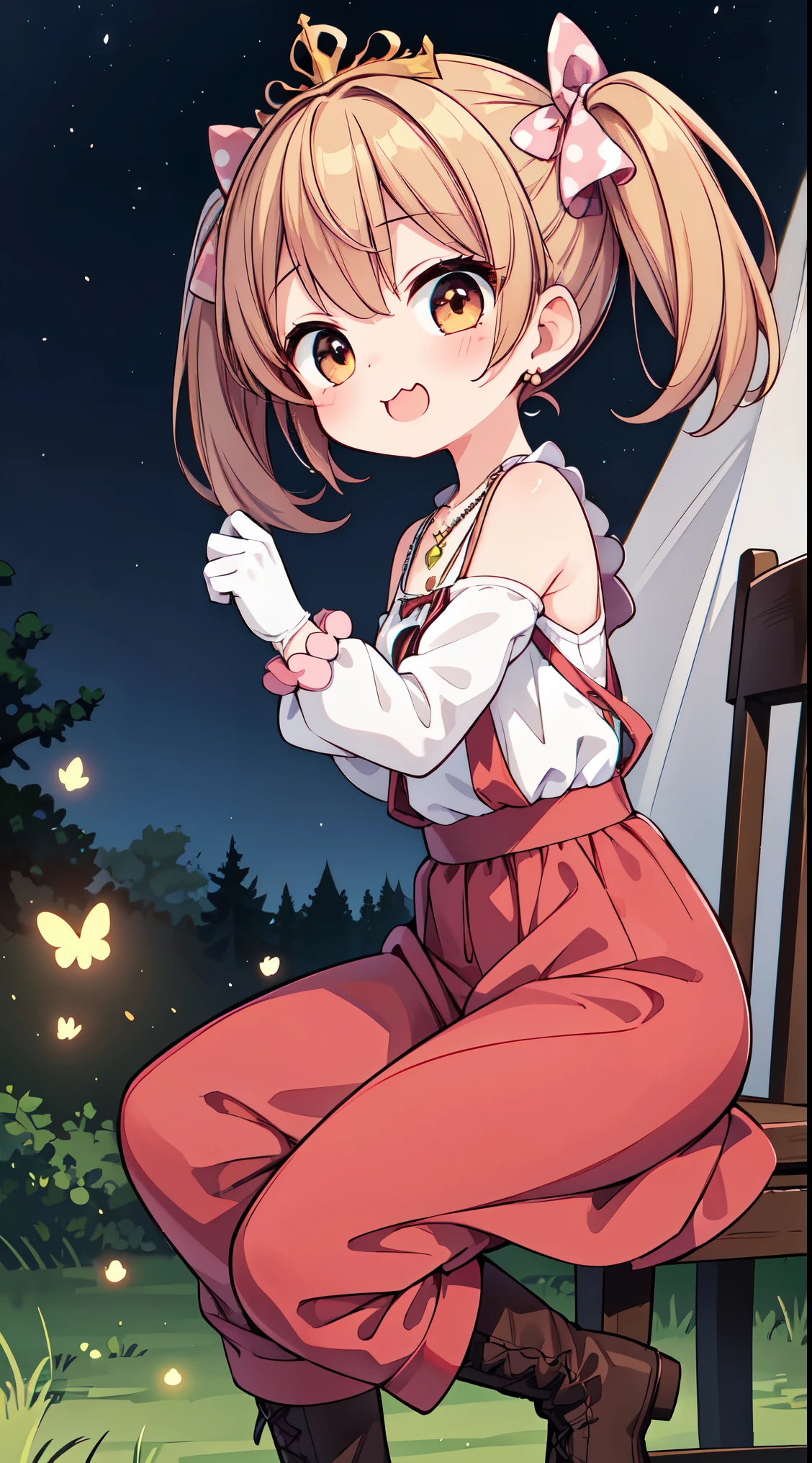 (super fine illustration:1.2),(masterpiece, 8k), (best quality, high quality:1.4), perfect ???????, hyper detailed, ultra detailed,masterpiece background,beautiful detailed background, v8k wallpaper,perfect design,award-winning art,atmospheric,


BREAK, (Cute:1.5),(Chibi:0.5),(kawaii:2.0),(:2.0),(7 year old girl),(Solo:1.65),BREAK, (flat chest:1.2,), Clear skin, Beautiful skin, Shy, One beautiful ,Colossal tits(Hair Bow, reddish brown hair, Twin-tailed:1.2), (Brown eyes, long eyelashes, Double eyelids: 1.4), Shiny skin, BREAK, Star \(symbol\, (gloves, White Gloves:1.3), (bug, Dress,polka dot:1.3) , Looking at Viewer,(long boots:1.2), BREAK, country style, western-inspired clothing, cowboy boots, denim, plaid shirts, rustic accessories, earthy colors, casual comfort,


BREAK, ((long sleeves), (long pants, boots, ), detailed frilled camisole), (red skirt, detailed laced skirt), (tiara, necklace, earrings), BREAK,chair, outdoor, girl,long sleeves, long pants, boots, mug, night, stars, forest, tent, 1girl, night,stars, (forest:1.2), (chair:1.2), (outdoor:1.2),mug, (night:1.2), (tent:1.2), look up,smile,



BREAK,wakame,wakame,wakame,(dynamic pose,from front:1.5) 


BREAK,(Blurry background:1.3),(absurderes, hight resolution, Super Detail Art),cel shading,Clear Color, Lonely optical effect, Beautiful pictures, Bright glow, mystic atmosphere,(Close-up of girl:1.1), Mystical light particle effect,manga influence, clean line drawings, 
 