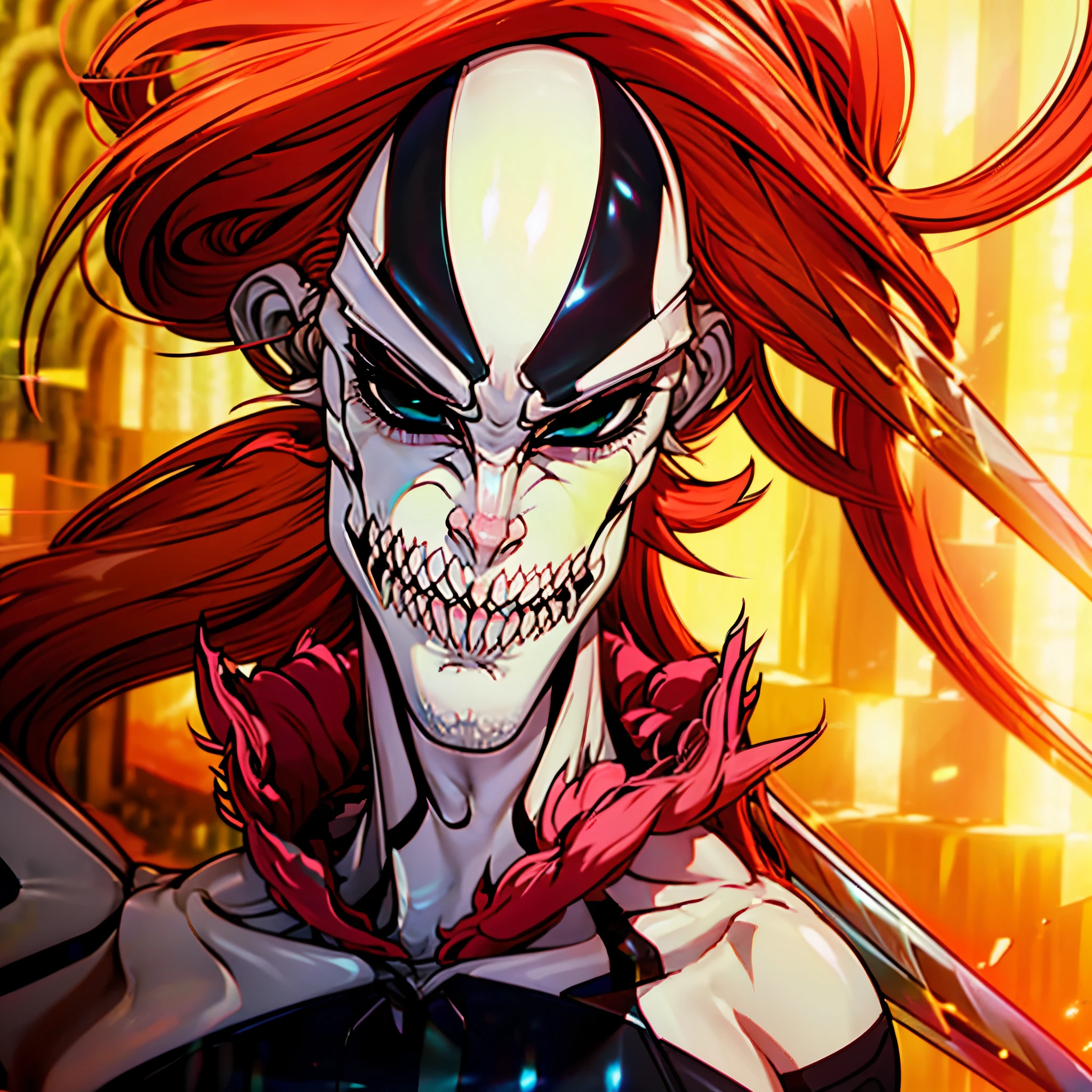 Character ((Male)) , Orange Hair Ichigo Bleach style , One (( Samurai)) , Black Eyes , (( CUTE )) , Only One Character , (( Focus on a Character )) , Digital Anime combat Pose, Powerful , Beautiful Man , Sword,multidimensional geometric wall PORTRAIT, arte, Chibi, Yang08k, lindo, Colouring, Primary works, qualidade superior, melhor qualidade, Arte Oficial, Beautiful and Aesthetic, varied multi etc. --v 6 --s 1000 --c 20 --q 20 --chaos 100