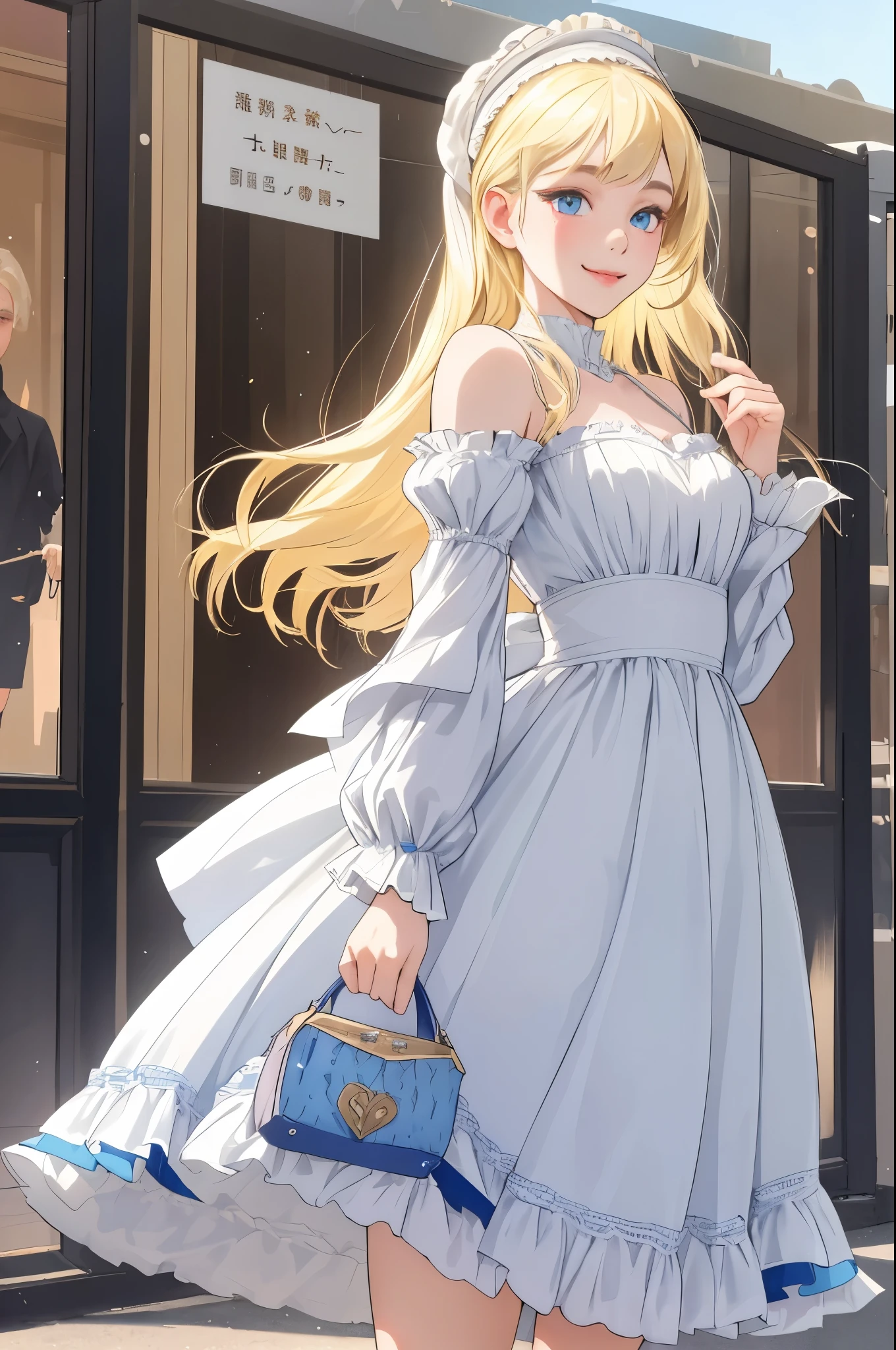 Emilia is an attractive young girl who has inherited her mother's blonde hair and blue eyes and her father's charismatic smile. Her wardrobe is trendy and fashionable, reflecting her exposure to the fashion world.