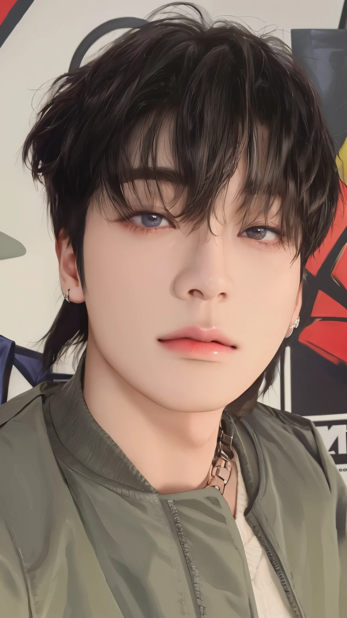 un primer plano de una persona con una chaqueta y un collar, Jung Jaehyun, Jinyoung Shin, kim doyoung, cai xukun, hyung tae, Jimin\his right eyelid is swollen, hong junio hyung, pale korean adorable face, Jimin\los labios carnosos, jungkook, TaeJune Kim, park Jimin, pintar ulzzang, diez lee, Jimin jeon jungkook de bts kpop idol boy kpop face idol boy jungkook bts