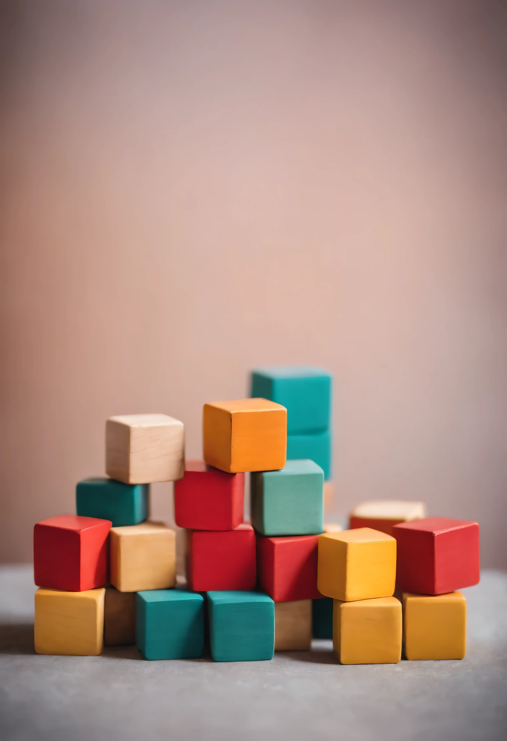 Colorful wooden blocks aligned