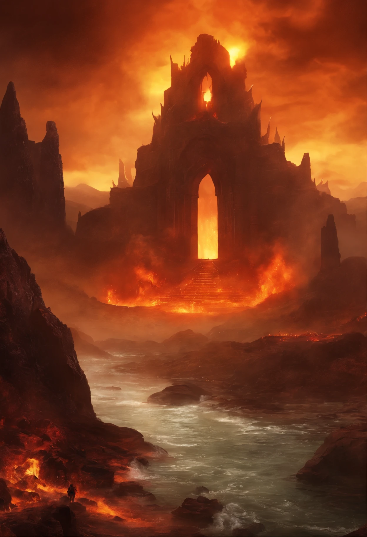 , paisagem do inferno, O fundo do inferno, A batalha final no inferno, Apocalyptic landscapes!!!!!, Mustafar, The Ruins of Hell, ! Apocalyptic landscapes!!, Soberbo D & D A Arte do Sol Escuro, Portas do Inferno, Portas do Inferno, arte conceitual de world of warcraft, Resgate do Submundo!!!!!!