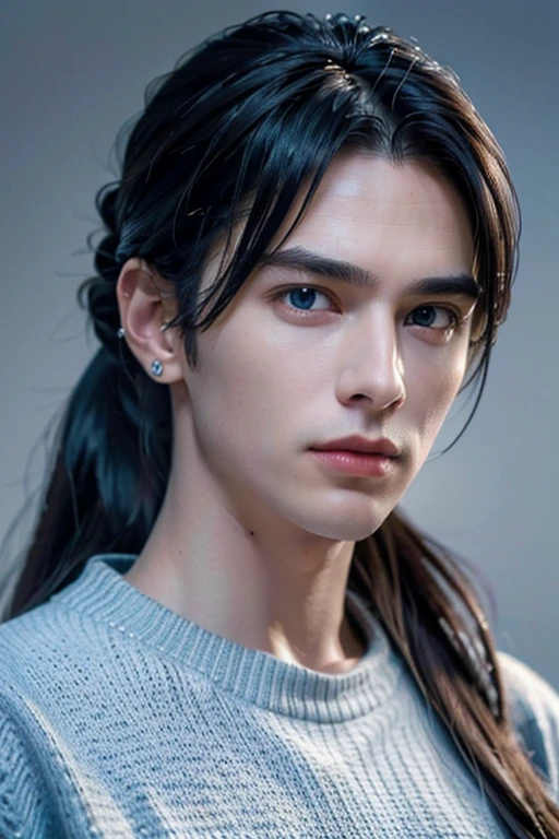 man outside. handsome young man with long hair and blue eyes. shirtless tribal boy with long hair. handsome young man, with blue eyes.