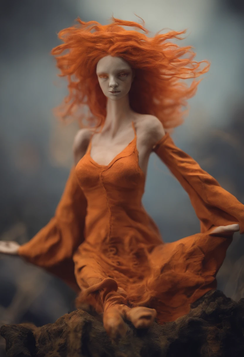 dark art, dramatic lighting, otherworld, best quality, oil painting, gloomy, ((terrifying, ominous, eerie, intense, by Francisco de Goya)), fog, epic art, ((witch burning)), crowd, medieval, (salem witch), 1girl, (ginger girl), (voluptouse), (makeup), (smirking), (sky-blue eyes), (long wavy hair), (orange-copper hair), (huge breasts), wide hips, (huge ass), thighs tights, (perfect legs), gorgeus triadic color scheme, deep shadows and brilliant highlights, atmospheric,