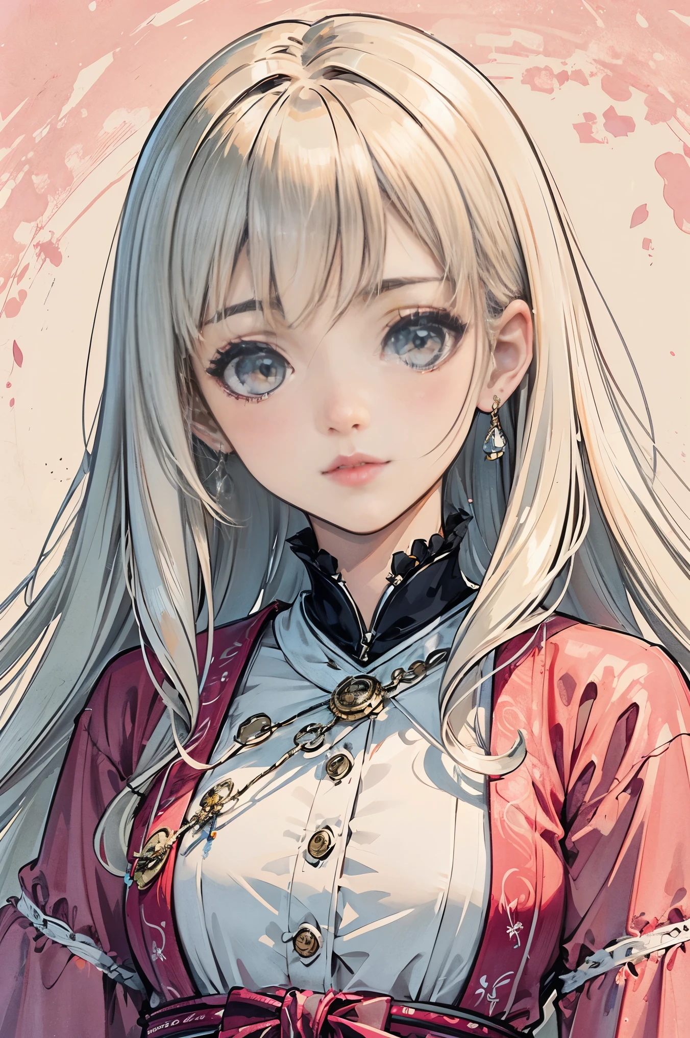 (obra maestra:1.2, Mejor calidad), (dynamic lighting) 1 dama, Solo, cabello corto, pechos grandes,  (piel brillante:1.2), parte superior del cuerpo, anteojos, Moderno, cabello rosado ondulado,Tirantes rosados, flor en la oreja, estilo harajuku, horquilla para el cabello,  ,ahogo