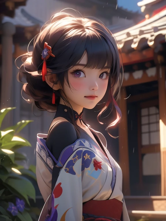 raidenshogundef, upper body, smile, blush, outdoors, day, background, blue sky, short hair, sky, temple, looking at viewer, stairs, mountain, moody lighting, facing viewer,mix4,(8k, RAW photo, best quality, masterpiece:1.2), (realistic, photorealistic:1.37),1girl,cute,landscape , night, rain, wet, professional lighting, photon mapping, radiosity, physically based rendering,raidenshogundef
raidenshogunrnd
