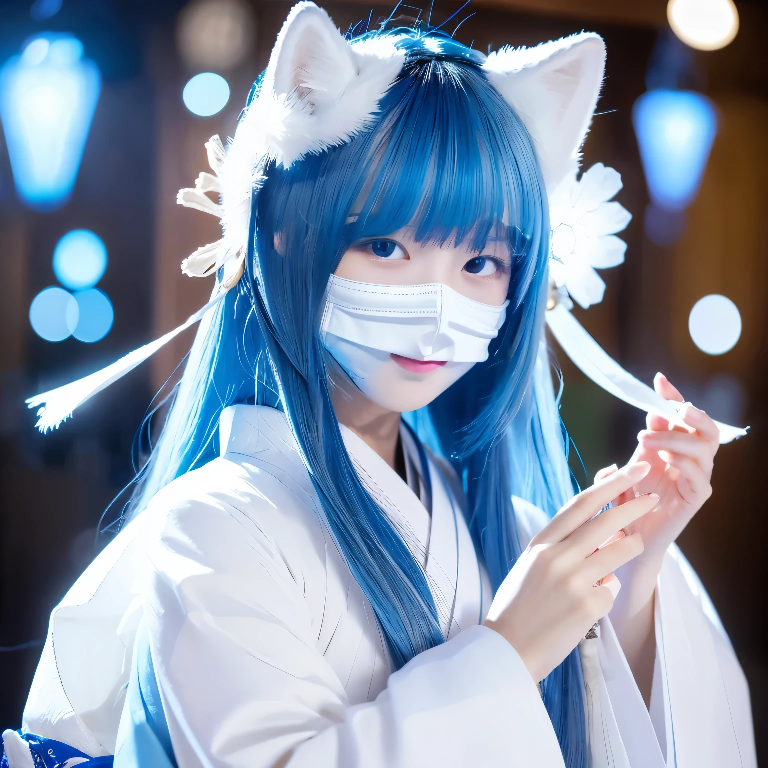 white square cloth mask,Black pentagram in the center