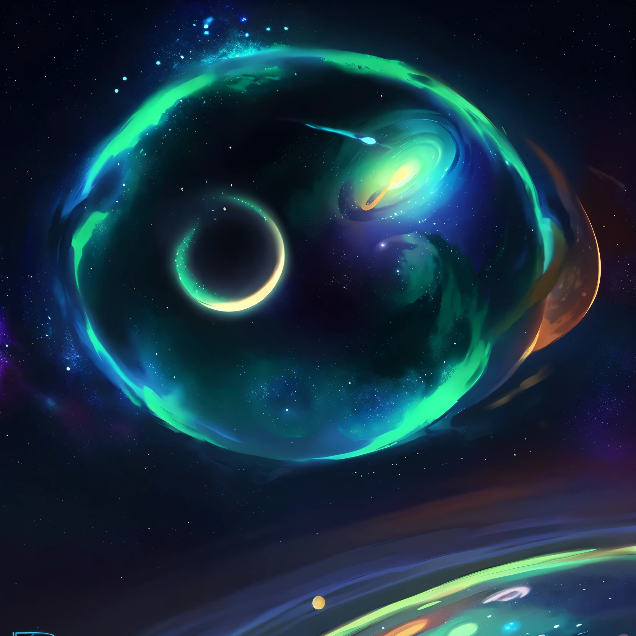By bebebebebe, by lostgoose, by goonie-san, (((galaxy, green galaxy, moons, planets, picture of the galaxy, swirling galaxy)))