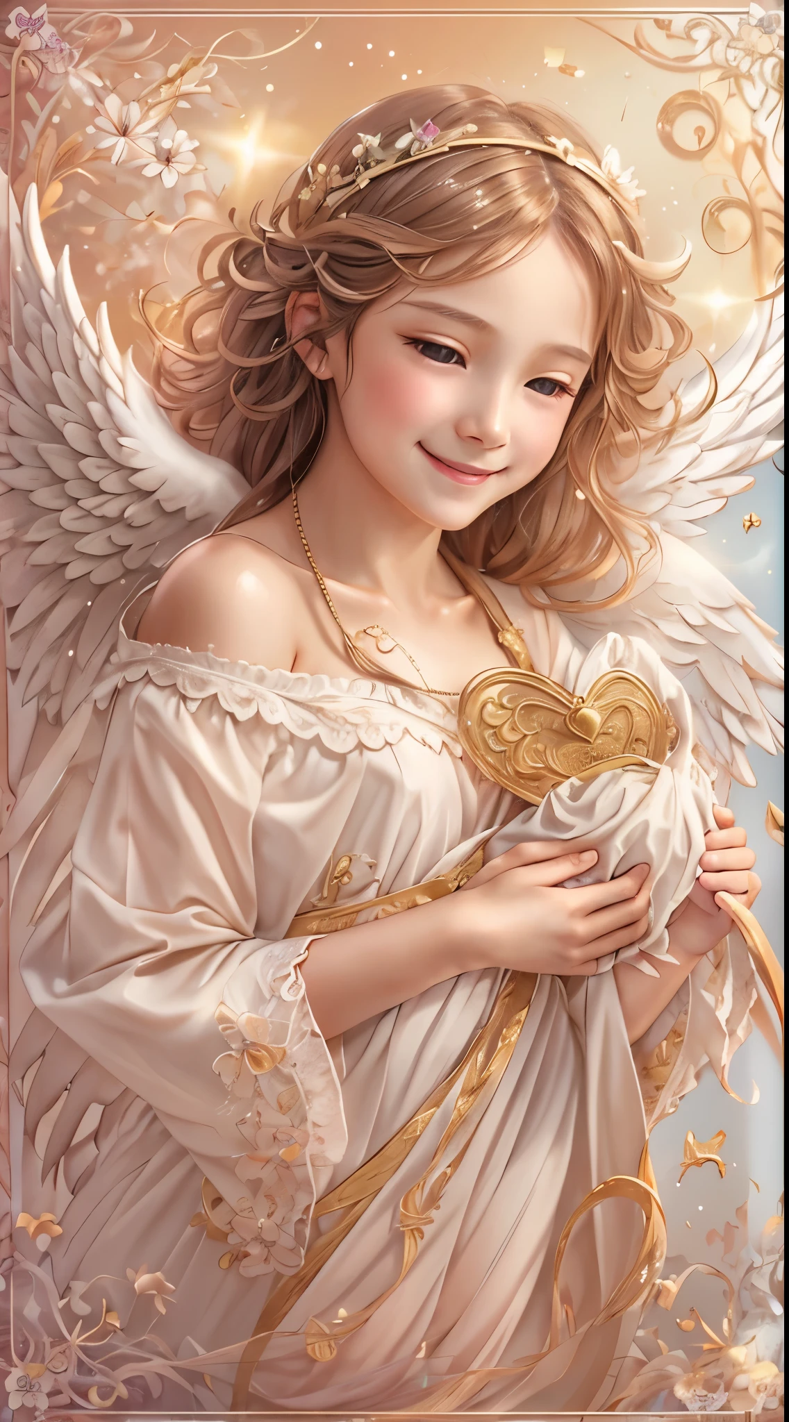 blessings of angels､background bright、heart mark、like､A sloppy smile、Equable､baby angel､turn around、Rome