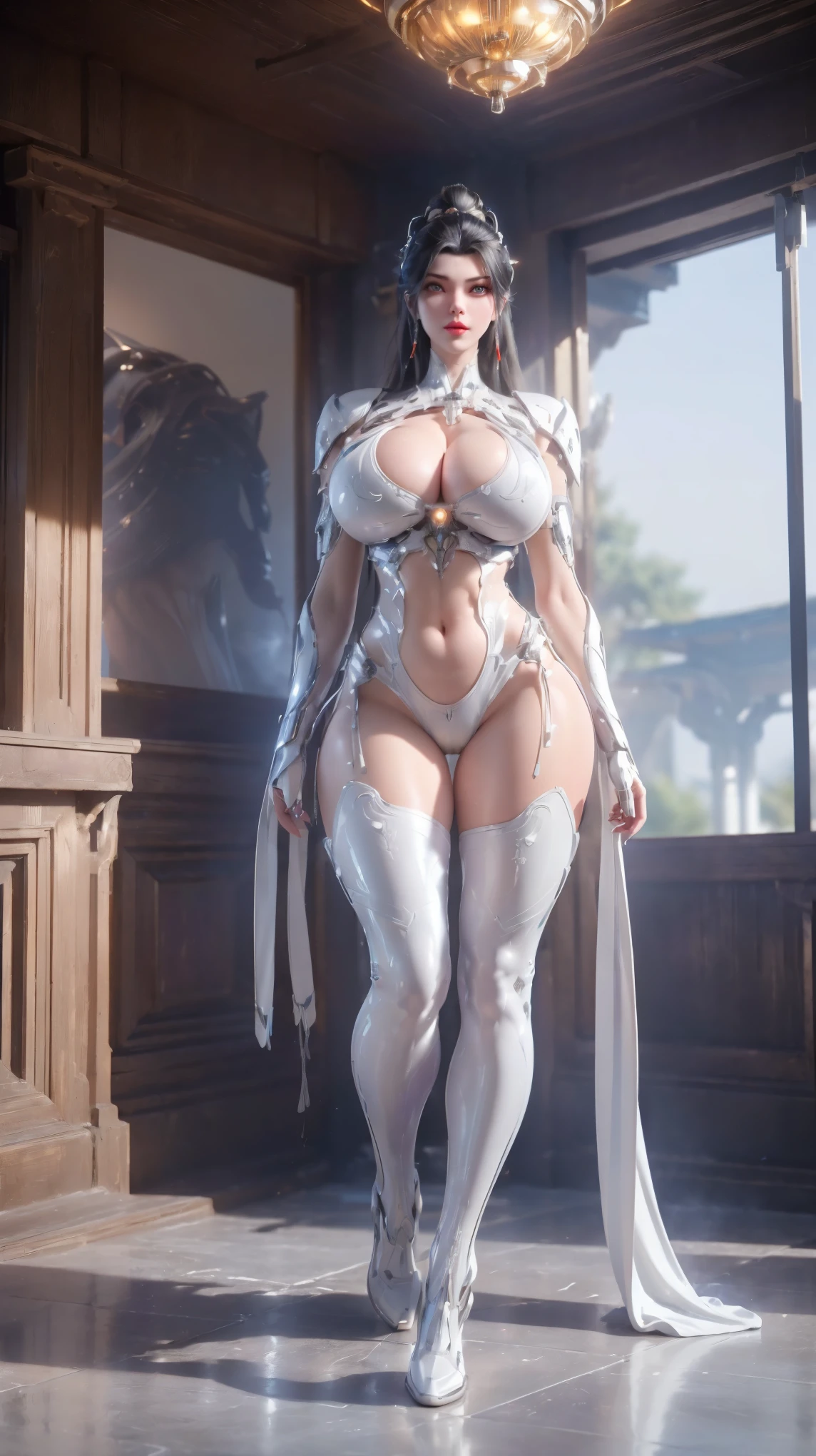 UPPER BODY,CLOSE UP HALF BODY,SOLO,(BEAUTY BLACK HAIRSTYLE,MECHA PHOENIX HELMET), (HUGE FAKE BREASTS,BUSTY,CLEAVAGE,MUSCLE ABS,NSFW CONTENT:1.5), ((WEAR PIRPLE,WHITE MODERN FUTURISTIC MECHA SKIMPY MINI BIKINI:1.5)),(CURVY MUSCULAR BODY MATURE WOMAN:1.5), (SWEATY GLOSSY BODYSKIN:1.5), (LOOKING AT VIEWER:1.6),(HALLROOM OF FUTURISTIC SPACE STATION:1), (PHOTOREALSITIC:1.4), (ULTRA-DETAILLIERT), (TOP-QUALITY), (BEST SHADOWS), (MASTERPIECE), BRIGHT LIGHT IN ROOM, HYPER TEXTURE, (4X MSAA), ((UNREAL ENGINE 5 RENDER)), PHYSICALLY-BASED RENDERING, ULTRA HIGHT DEFINITION, 16K, 1080P.