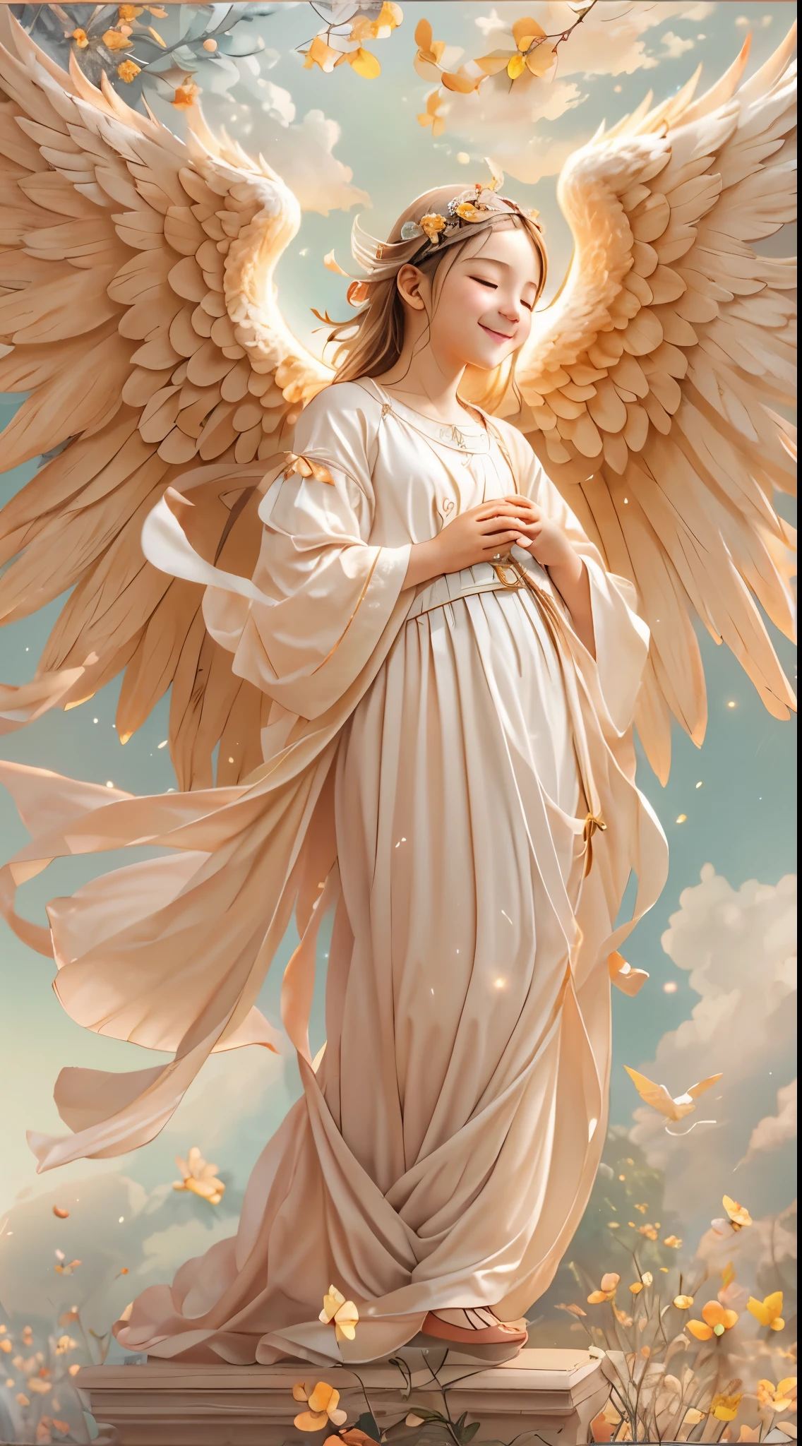 blessings of angels、background bright、heart mark、like、A sloppy smile、Equable、 angel、turn around、Rome