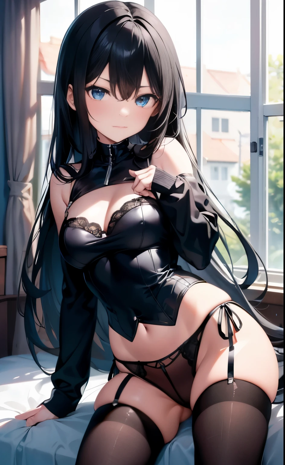 Ultra realista, , black hair , 8 year old frinje , disgusted ,blue eyes ,seios planos ,knight armour medieval , pose , thong pantie lingerie pantie , , garterbelt pantyhose , inocente . body.