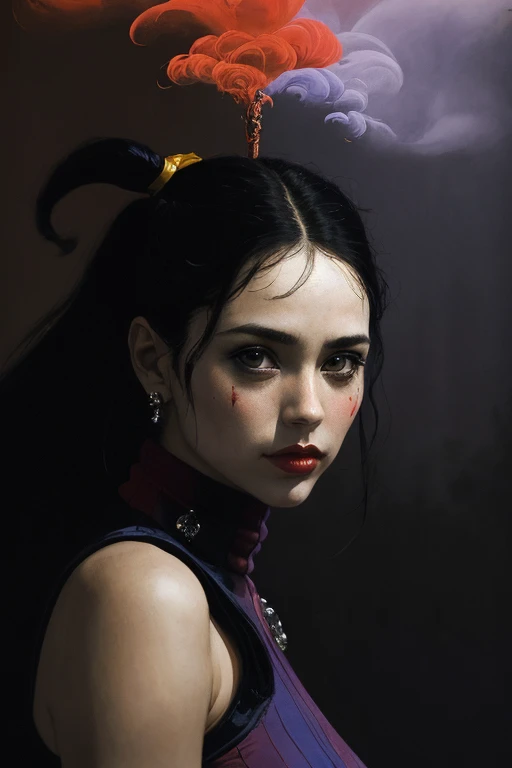 Harley Quinn is in an advanced stage of decomposition. The appearance varies from case to case, but the property of “rottenness” is inherent in any appearance. Harley Quinn is in the advanced stages of decomposition, inactive and can sometimes lie motionless for several days, waiting for prey. Style by Zdzislaw Beksinski, purple colors, brightly lit with thousands of colored crystals, large perfect eyes, style by Ralph Blakelock, Ed Emshwiller, Marianne Wroten, Arthur Rackham, Niko Anttila, Jeremy Mann and Charles Dana Gibson, Mark Demsteder, Paula Hedley + conceptual art. Very beautiful, gouache, cinematic, dark, creepy, mysterious, modern vintage, rich deep colors, boho style. Loisha, Tumblr. Zdzislaw Beksinski Leonid Afremov Yoshitaka Amano Ohara Koson Ivan Rabuzin Gian Lorenzo Bernini Enoch Bolles Jean-Baptiste Monge Tetsuya Nomura, ultra-stunning lighting, billowing black smoke, super detail, stunning composition. hyperrealistic photography, --niji 5 --ar 2:3 -- expressive style --v 5.