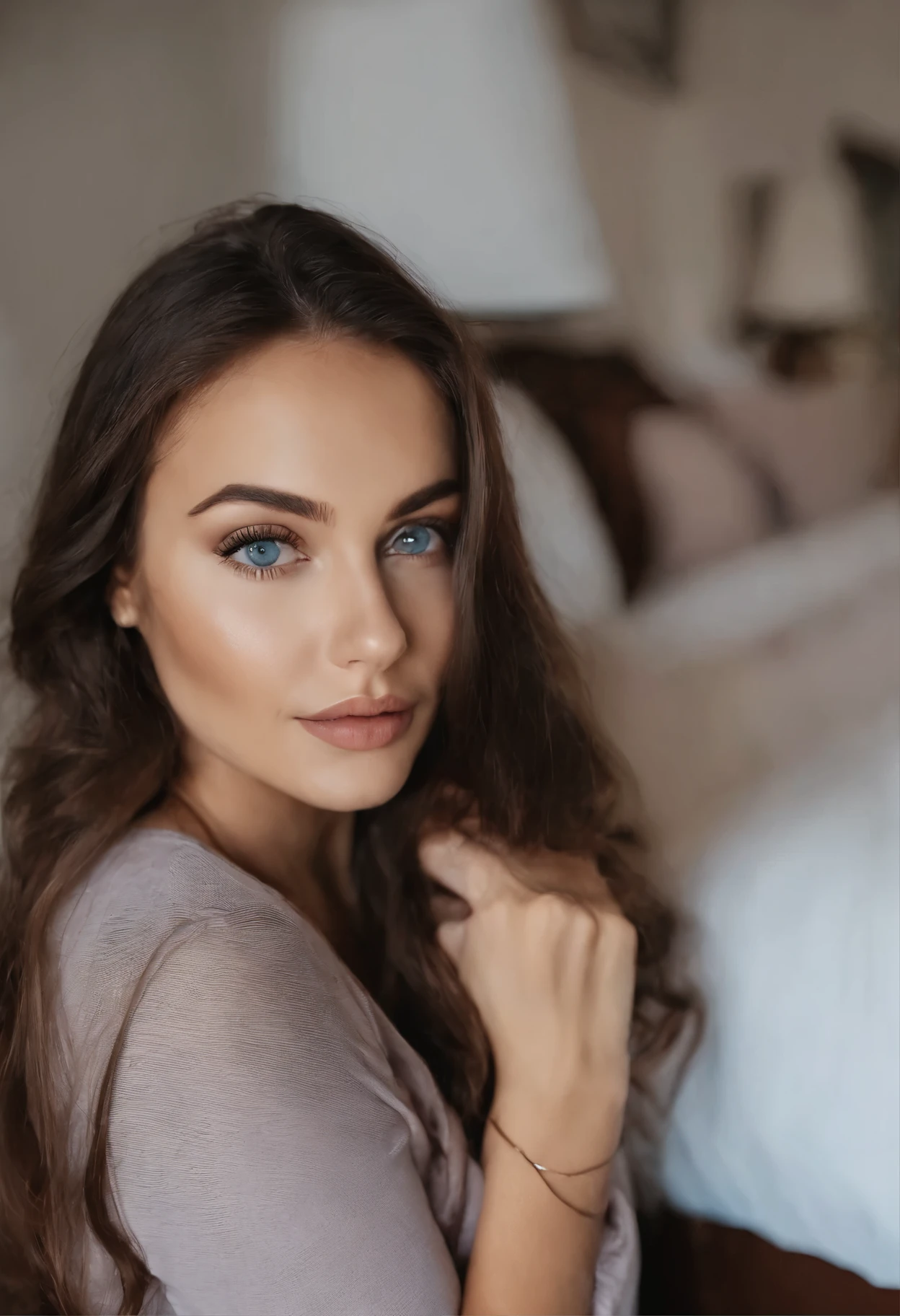 Arafed woman with tank top, fille Sexy aux yeux verts, Portrait Sophie Mudd, cheveux bruns et grands yeux, selfie of a young woman, Yeux de chambre, Violet Myers, sans maquillage, maquillage naturel, looking straight at camera, Visage avec Artgram, Maquillage subtil, Superbe photo du corps entier, dans la chambre, clivage, tits, ass, Sexey, Sexe, levrette, position Sexee, on the sea with pikini