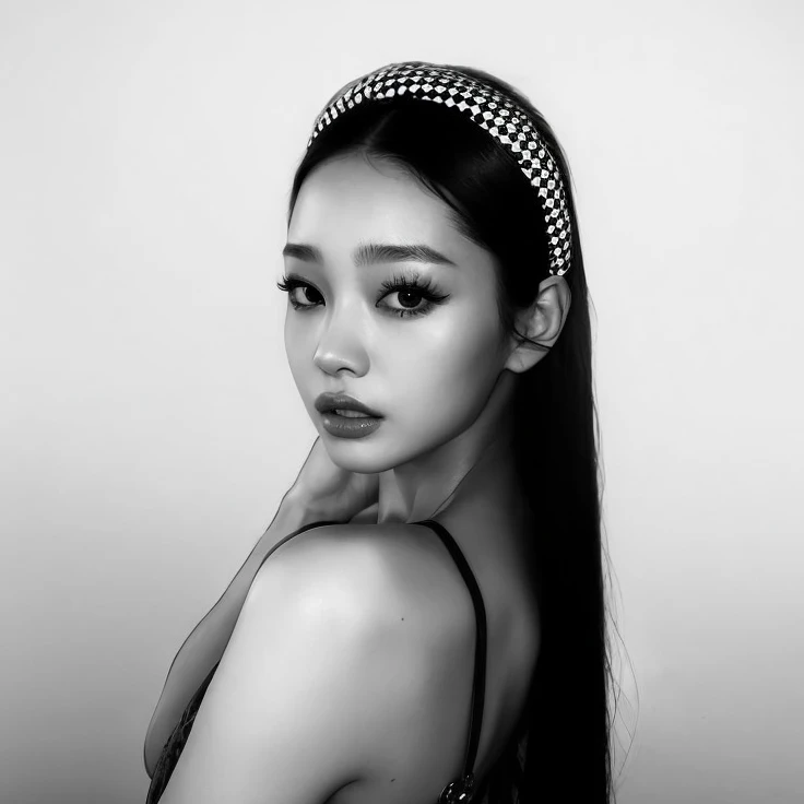 um close up de uma mulher com longos cabelos pretos usando um top preto, jennie blackpink, maquiagem coreana popular, maquiagem sul-coreana popular, young adorable korean face, Mulher sul-coreana bonita, Gongbi, linda mulher coreana jovem, korean face features, mulher coreana jovem bonita, Lee Ji - Eun, Lee Ji-eun, Heonhwa Choe, asian features