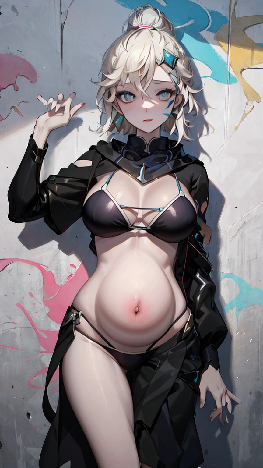 (best quality), masterpiece, 极其细致的CG裸女8K插painting, High color, extremely High color saturation, All colors are deepened, painting, scribble art, central composition, Extremely detailed light and shadow, graffiti wall, wall paintinged bright, 1 girl graffiti 1 girl looking at the wall, The face and eyes are very detailed, medium length hair, micro , big bust，Sexual seduction，Sex life，girl on top，pregnant woman，belly button，Open abdomen，whole body