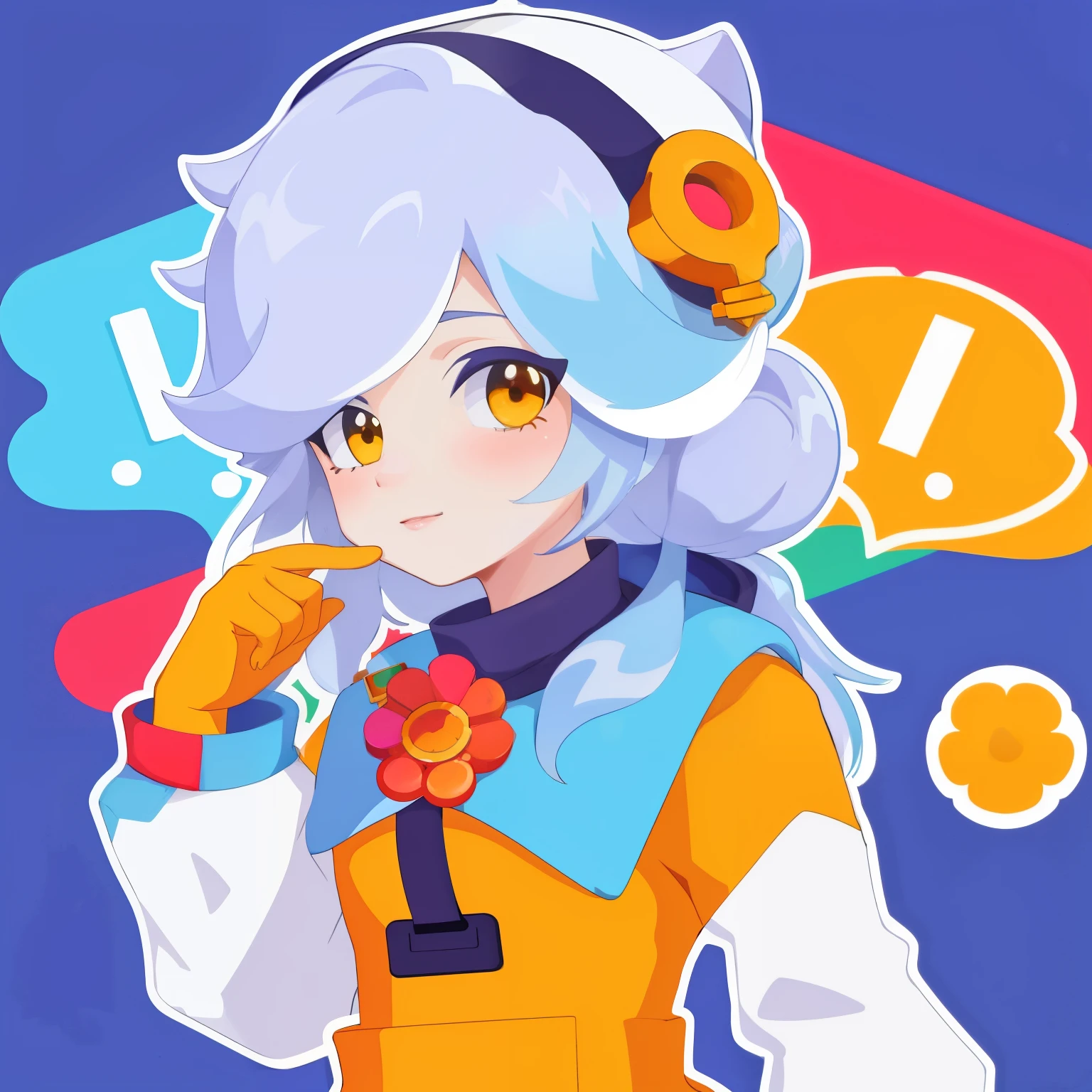 coloredic0n icon, ik1, 1 garota, vestido branco, Jaqueta amarela, osso dos desenhos animados,