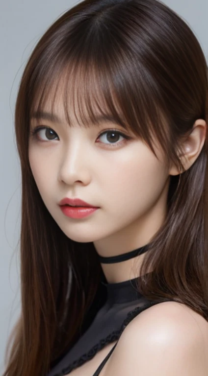 table top, highest quality, figure, super detailed, finely, High resolution, 8k wallpaper, 完璧なダイナミックな構figure, beautiful and fine eyes, fitness wear, natural color lip,cleavage、oversized breasts:1.8、You can see beautiful cleavage、put on a choker、beautiful straight hair、long hair、blonde