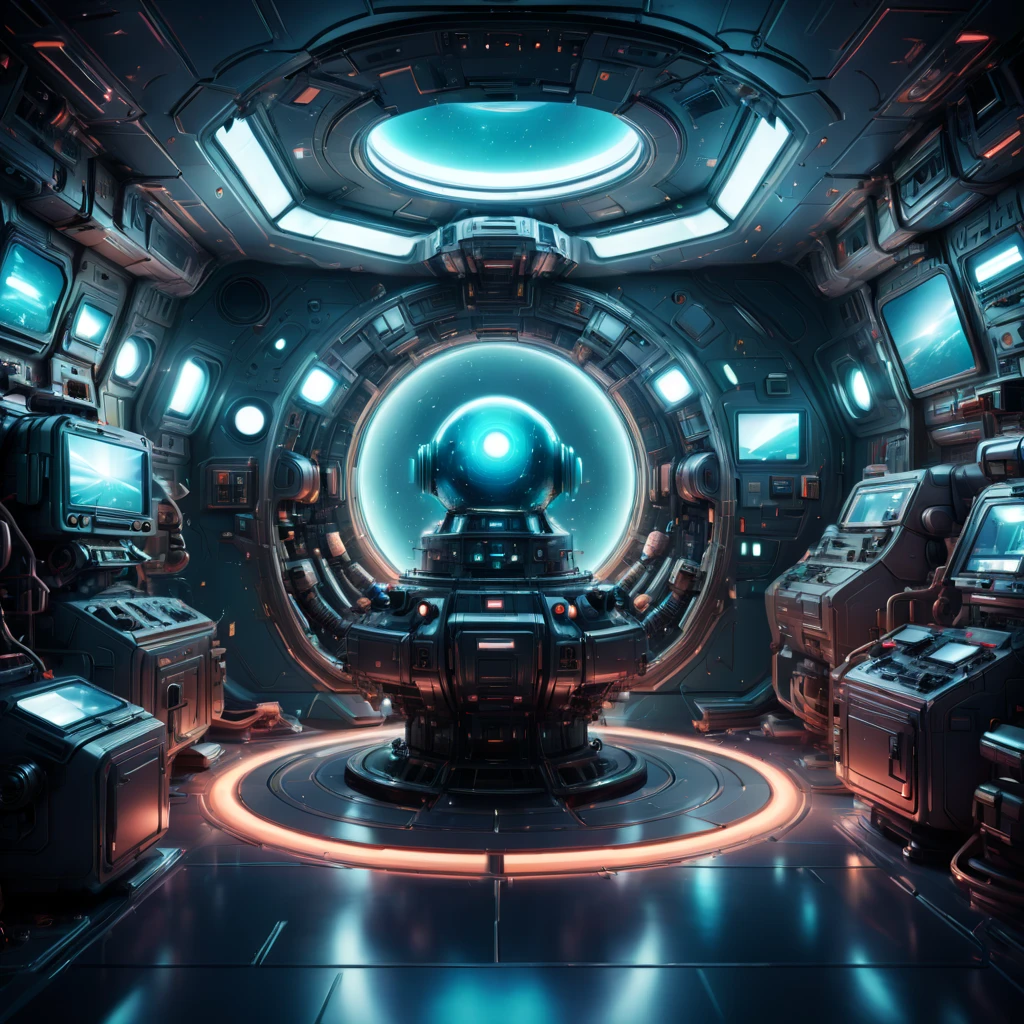 Inside the spacecraft, fully functional room, by Beeple, enhance, intricate, (best quality, masterpiece, Representative work, official art, Professional, 8k)