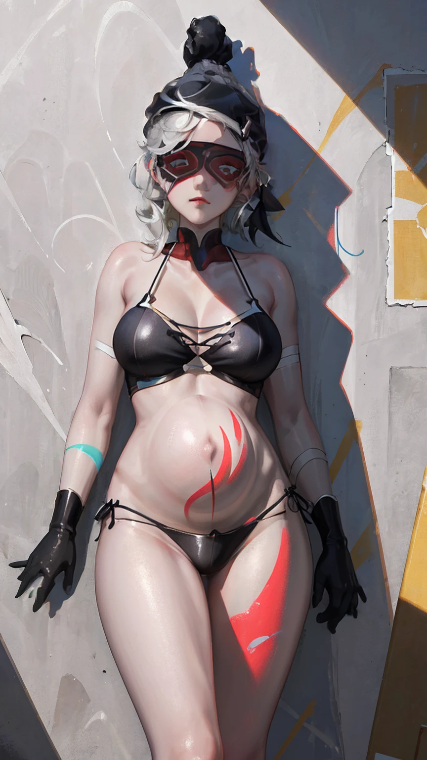 (best quality), masterpiece, 极其细致的CG裸女8K插painting, High color, extremely High color saturation, All colors are deepened, painting, scribble art, central composition, Extremely detailed light and shadow, graffiti wall, wall paintinged bright, 1 girl graffiti 1 girl looking at the wall, The face and eyes are very detailed, medium length hair, micro bikini, big bust,Sexual seduction,Sex life,girl on top,pregnant woman,belly button,Open abdomen,whole body