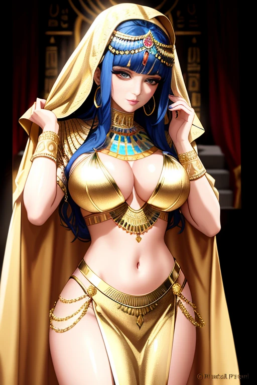 ((Highest quality)), ((masterpiece)), (detailed), Beautiful Cleopatra feels very embarrassed in the palace,Gold ornaments,sexy