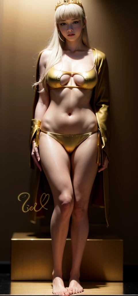 1 girl、highest quality、masterpiece、ultra high resolution、(Photoreal:1.4)、RAW photo、god々々女godシビット、(15 year old beautiful girl'face)、straight long hair、glowing skin、dramatic、(Golden See-Through Competition Swimwear)、(golden transparent fluttering robe)、(gold buddha statue)、(Golden Guanyin Bodhisattva Statue)、((Small golden tiara))、(pray)(Are standingwhole body)、((delicate fingers、delicate hands))、(delicate feet)、(Beautiful full bust with big and rich breasts)、(rocket )、((golden garter stockings))、((golden ancient greek temple))(golden wall decorated with gold)、(blur the background)、(big areolisible、 stand)、(Woman praying)、(pray with Your Hands Together)、whole body、Are standing、pray with Your Hands Together、delicate face、delicate hands、delicate feet、Body anatomy、welcome、Looking at the front、Golden Greek Temple、sexy、pray美少女、golden micro bikini、