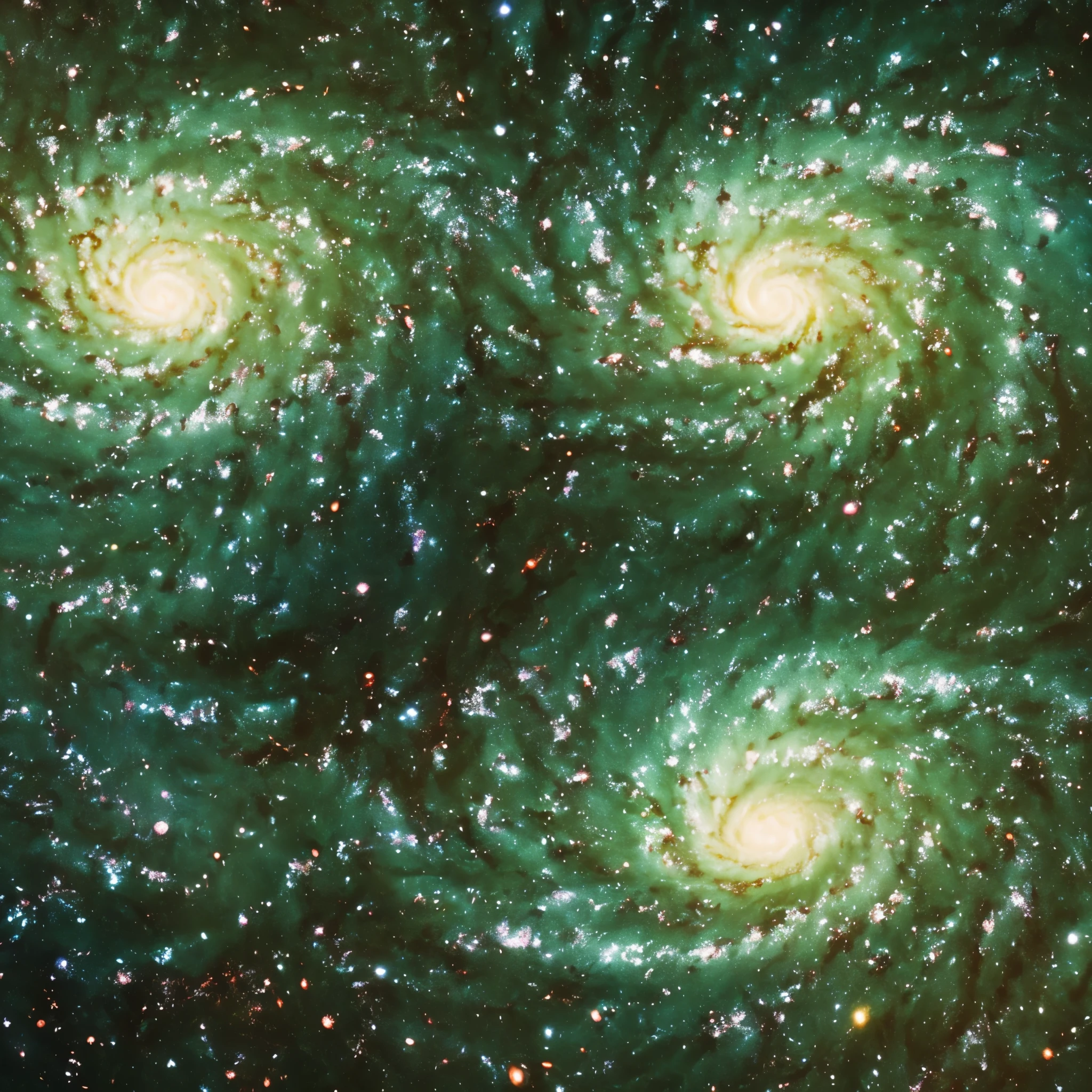 Green galaxy, swirling galaxy