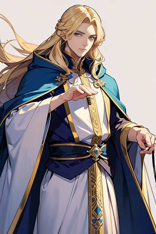blonde blue eyes、long hair、Luxurious cloak、male、20s、Princely、beautiful、
