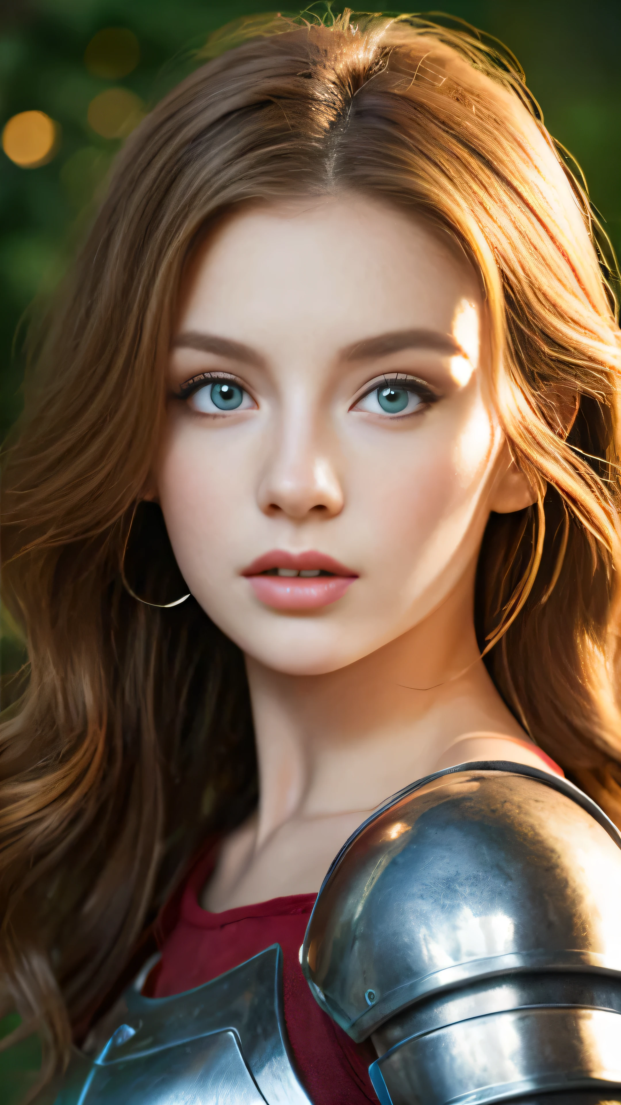 1girl、medieval knight masterpiece、highest quality、8k、detailed skin texture、red armor, detailed cloth texture、beautiful detailed face、intricate details、Super detailed、european girl、green eyes、blonde curly hair、3D character、medieval knight,Full-body high-resolution image